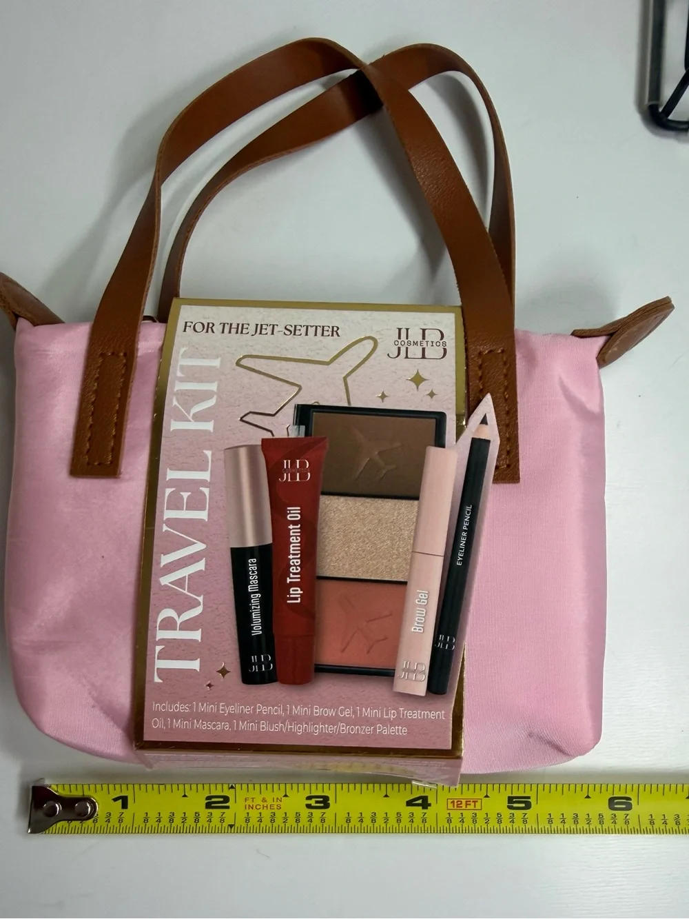 Pink Mini Travel Cosmetic Bag with 5 Mini Cosmetic